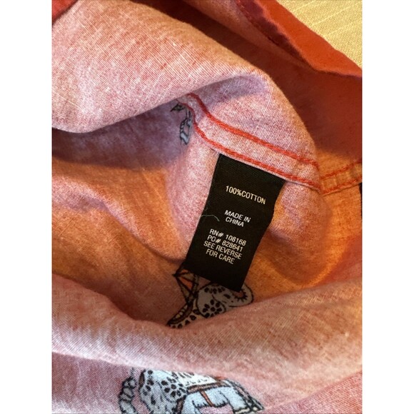 RSQ Collective Elephant Print Short Sleeve Button Down Shirt Men's Medium Red - Picture 6 of 7